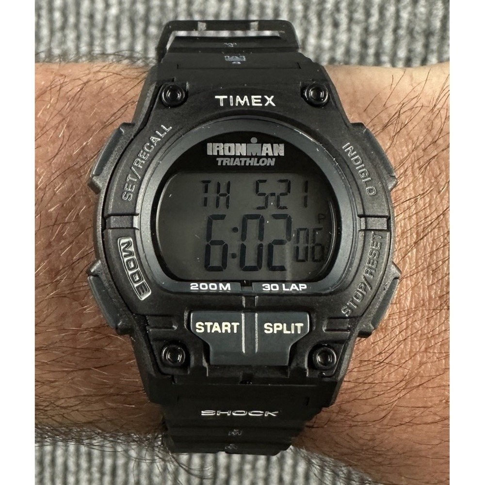 Timex Ironman Triathlon Men T5K196 Sport Rubber Quartz Digital 42mm Watch Workin